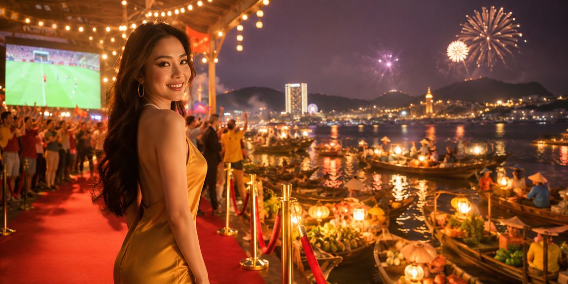 Người dùng tại Vũng Tàu xem thông tin giải trí buổi tối trên điện thoại